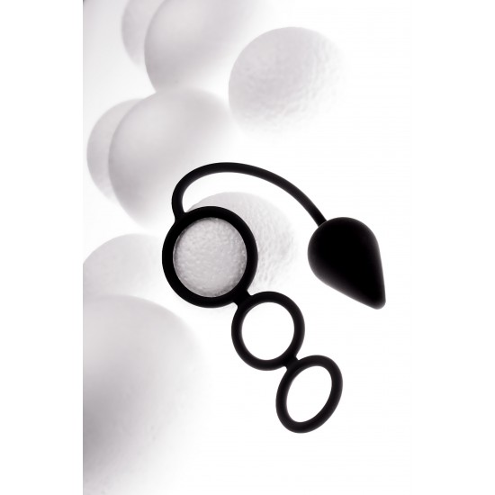 Анальная пробка Erotist с эрекционным кольцом, силикон, черная, 20 см