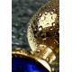 Анальная втулка Metal by TOYFA, металл, золотая, с синим кристаллом, 9,5 см, Ø 4 см, 145 г