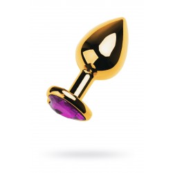 Анальная втулка Штучки-Дрючки, металл, золотая, с фиолетовым кристаллом, 8 см, Ø 3 см, 165 г Анальная втулка Штучки-Дрючки, металл, золотая, с фиолетовым кристаллом, 8 см, Ø 3 см, 165 г