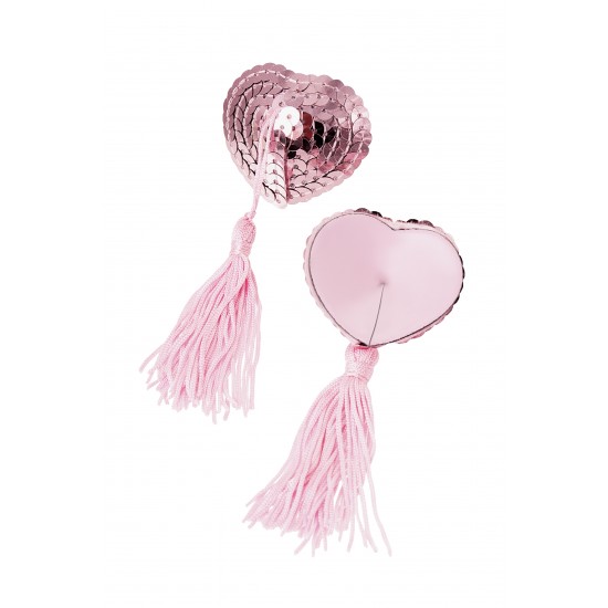 Пэстис Erolanta Cora, в форме сердец, с кисточками, однотонные, розовые
