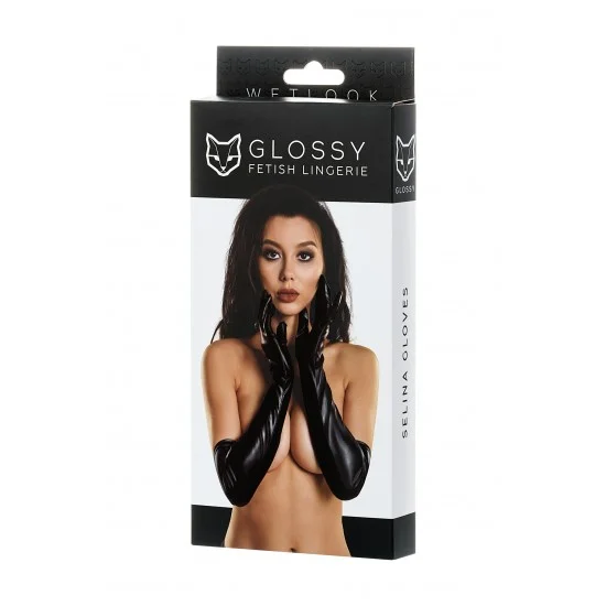 Перчатки Glossy из материала Wetlook выше локтя, черный, M 955017-M Перчатки Glossy из материала Wetlook выше локтя, черный, M 955017-M