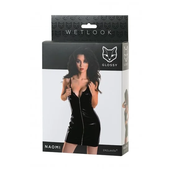 Платье Glossy Naomi из материала Wetlook, черное, L 955022-L