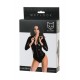 Боди Glossy Alessia из материала Wetlook на молнии, черное, L