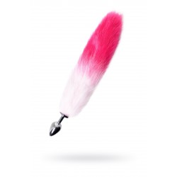 Анальная втулка Metal by TOYFA с бело-розовым хвостом, металл, серебряная, 45 см, Ø 3,3 см Анальная втулка Metal by TOYFA с бело-розовым хвостом, металл, серебряная, 45 см, Ø 3,3 см