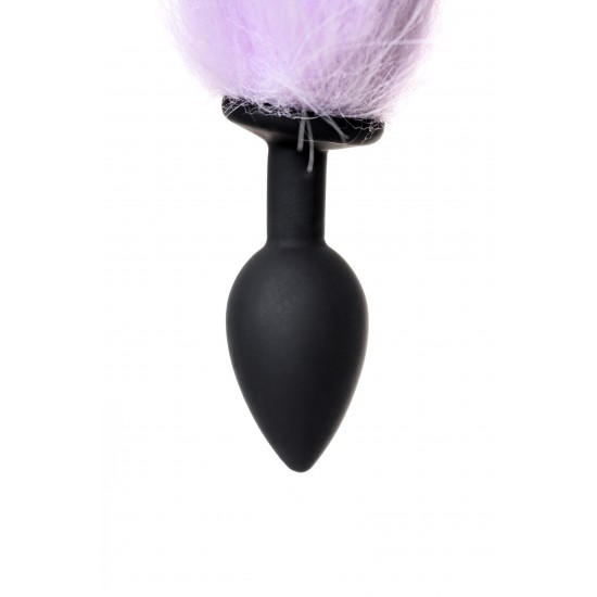 Анальная втулка с бело-фиолетовым хвостом POPO Pleasure by TOYFA, S, силикон, черная, 45 см, Ø 2,7 с