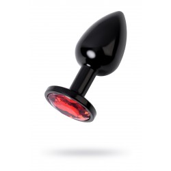 Анальная втулка, Metal by TOYFA, металл, черная, с красным кристаллом, 7,2 см, Ø2,8 см, 50 г Анальная втулка, Metal by TOYFA, металл, черная, с красным кристаллом, 7,2 см, Ø2,8 см, 50 г