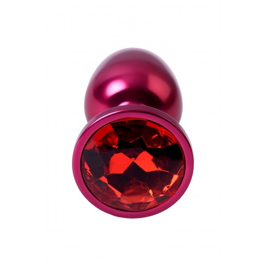 Анальная втулка Metal by TOYFA, металл, красная, с красным кристаллом, 7,2 см, Ø2,8 см, 50 г