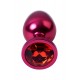 Анальная втулка Metal by TOYFA, металл, красная, с красным кристаллом, Ø3,4 см, 85 г.