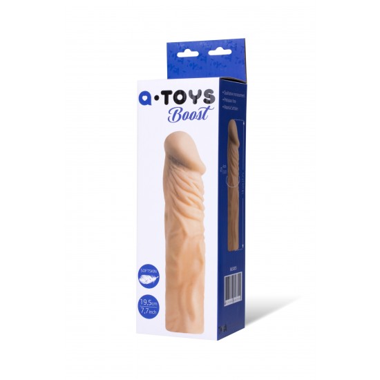 Насадка на пенис TOYFA A-Toys, SoftSkin, телесный, 19,5 см