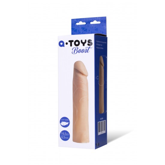 Насадка на пенис TOYFA A-Toys, SoftSkin, телесный, 16,5 см