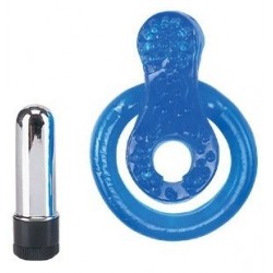 Кольцо синее с подхватыванием мошонки, с вибрацией Кольцо синее с подхватыванием мошонки, с вибрацией