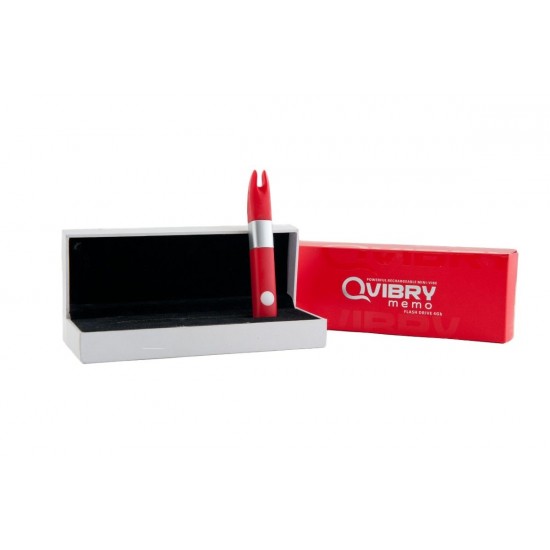 Вибратор клиторальный Qvibry 4Gb USB памяти, силикон, красный, 12 см