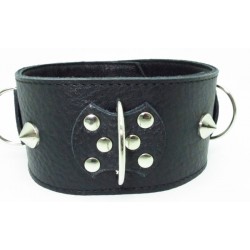 Черный кожаный ошейник с короткими шипами Черный кожаный ошейник с короткими шипами