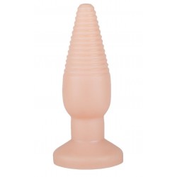 Телесная анальная пробка с рёбрышками - 14 см. Телесная анальная пробка с рёбрышками - 14 см.