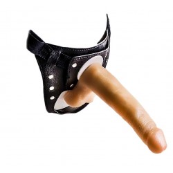 Фаллоимитатор телесного цвета на трусиках с плугом - 16,5 см. Фаллоимитатор телесного цвета на трусиках с плугом - 16,5 см.