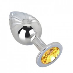 Большой стальной плаг с желтым кристаллом Sweet Lemon - 9,5 см. Большой стальной плаг с желтым кристаллом Sweet Lemon - 9,5 см.