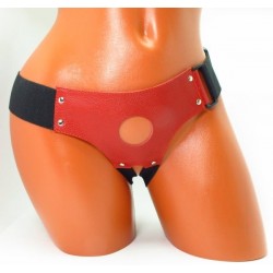 Красно-черные кожаные трусики для насадок Красно-черные кожаные трусики для насадок