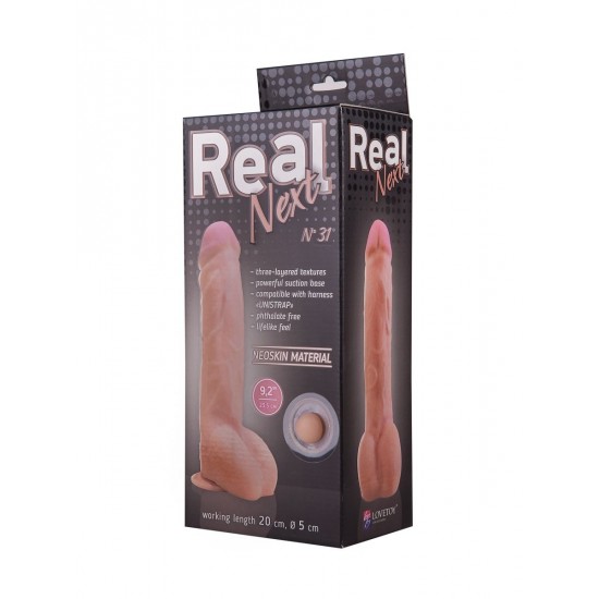 Фаллоимитатор неоскин на присоске REAL Next Lovetoy, TPR, телесный 25,5 см