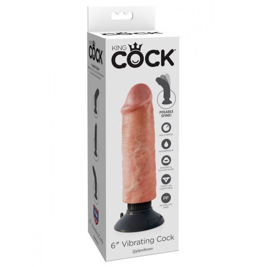 Вибромассажер реалистик 3 в1 на присоске 6 Vibrating Cock