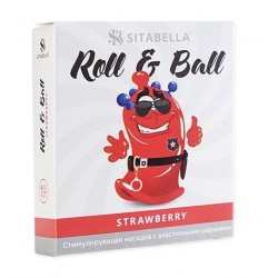 Стимулирующий презерватив-насадка Roll & Ball Strawberry Стимулирующий презерватив-насадка Roll & Ball Strawberry