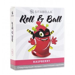 Стимулирующий презерватив-насадка Roll & Ball Raspberry Стимулирующий презерватив-насадка Roll & Ball Raspberry