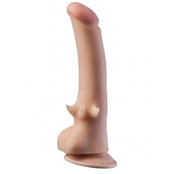 Телесный фаллоимитатор на присоске со стимулирующими усиками - 20,5 см. Телесный фаллоимитатор на присоске со стимулирующими усиками - 20,5 см.