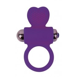Фиолетовое эрекционное виброкольцо с сердечком