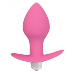 Розовая коническая анальная вибровтулка с ограничителем - 8 см. Розовая коническая анальная вибровтулка с ограничителем - 8 см.