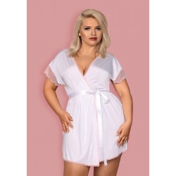 Белый халат с розовым кружевом Girlly (Obsessive) (XXL) Белый халат с розовым кружевом Girlly (Obsessive) (XXL)