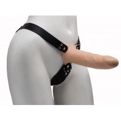 Пустотелый реалистичный фаллопротез на ремешках с заклепками - 17,5 см. Пустотелый реалистичный фаллопротез на ремешках с заклепками - 17,5 см.