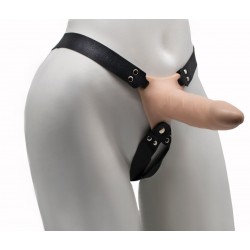 Пустотелый реалистичный фаллопротез на ремешках с заклепками - 16,5 см. Пустотелый реалистичный фаллопротез на ремешках с заклепками - 16,5 см.