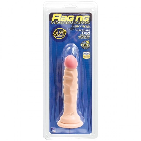 Фаллоимитатор 4,5 ребристый на присоске Raging Hard-Ons Slimline with Suction Cup - 4.5 Dong