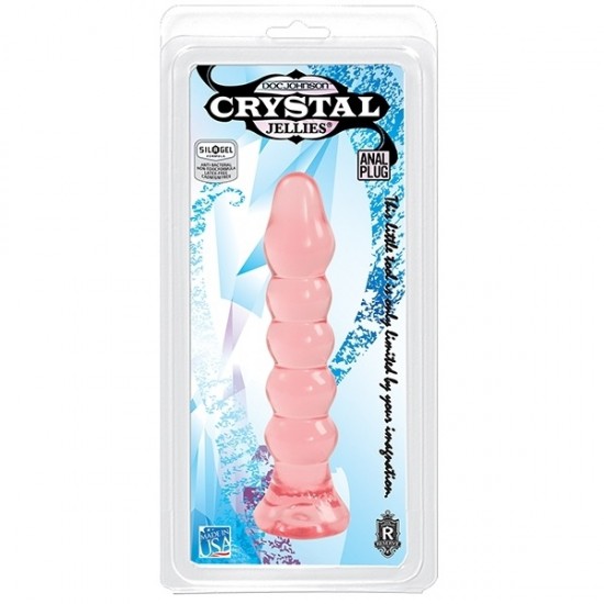 Анальная пробка ребристая Crystal Jellies - Anal Plug (Bumps) - Pink