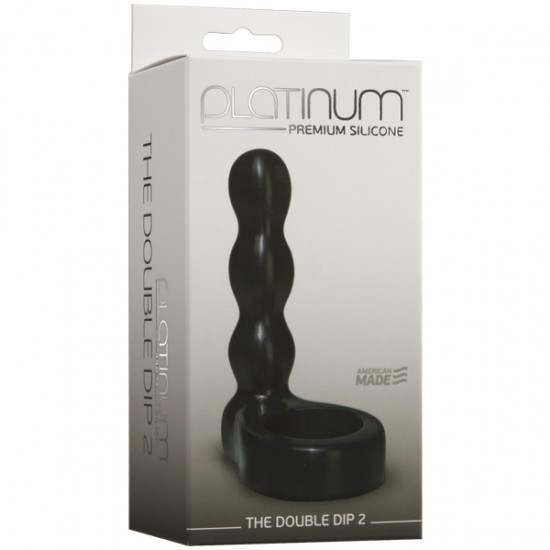 Насадка на пенис, Анальный фаллоимитатор с эрекционным кольцом Platinum Premium Silicone - The Double Dip 2 - Black