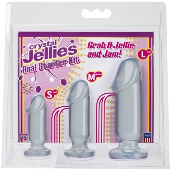 Анальные фаллоимитаторы в наборе 3 шт прозрачные Crystal Jellies - Anal Starter Kit - Clear