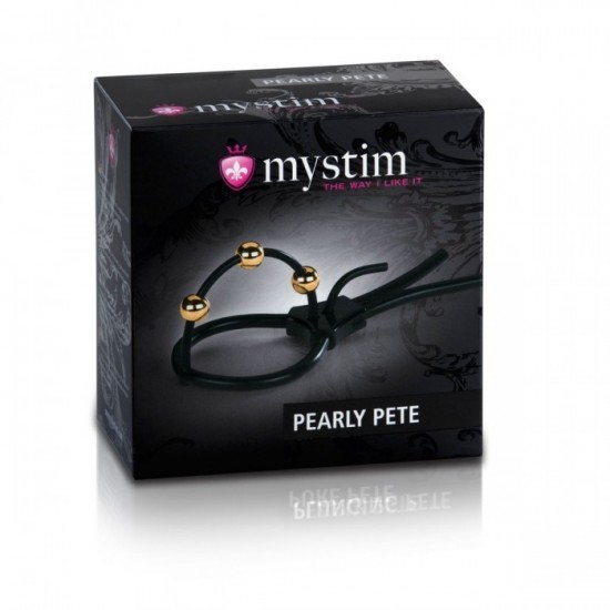 Электросбруя Mystim Pearly Pete, силикон, черный, 14 см
