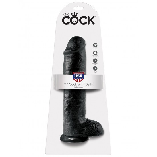 Фаллоимитатор на присоске 11 Cock with Balls черный King Cock