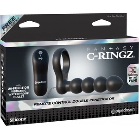 Эрекционное кольцо Remote Control Double Penetrator с анальным фаллоимитатором с вибрацией C-Ringz