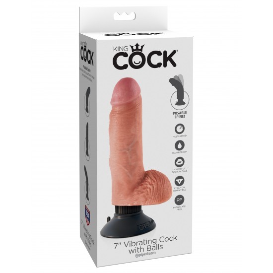 Вибромассажер 3в1 на съемной присоске 7 Vibrating Cock with Balls