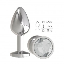 Анальная втулка Silver с прозрачным кристаллом маленькая Анальная втулка Silver с прозрачным кристаллом маленькая