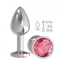 Анальная втулка Silver с малиновым кристаллом маленькая Анальная втулка Silver с малиновым кристаллом маленькая