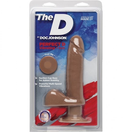 Вибромассажер-реалистик с мошонкой The D™ - Perfect D Vibrating 7 - Caramel