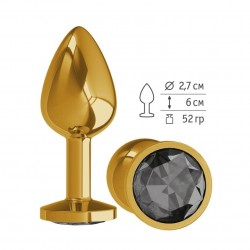 Анальная втулка Gold с черным кристаллом маленькая Анальная втулка Gold с черным кристаллом маленькая