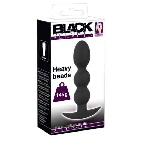 Тяжелая анальная елочка на жесткой сцепке Black Velvets Heavy Beads