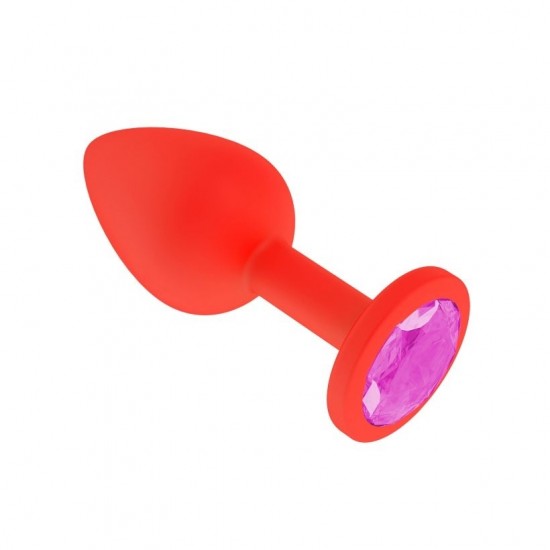 Анальная втулка силиконовая красная с розовым кристаллом маленькая 517-06 PINK-DD Анальная втулка силиконовая красная с розовым кристаллом маленькая 517-06 PINK-DD
