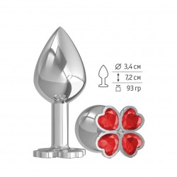 Средняя анальная втулка Silver Клевер с красным кристаллом Средняя анальная втулка Silver Клевер с красным кристаллом