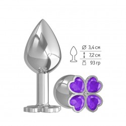Средняя анальная втулка Silver Клевер с фиолетовым кристаллом Средняя анальная втулка Silver Клевер с фиолетовым кристаллом