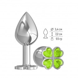 Средняя анальная втулка Silver Клевер с салатовым кристаллом Средняя анальная втулка Silver Клевер с салатовым кристаллом
