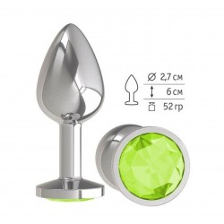 Анальная втулка Silver с салатовым кристаллом Анальная втулка Silver с салатовым кристаллом