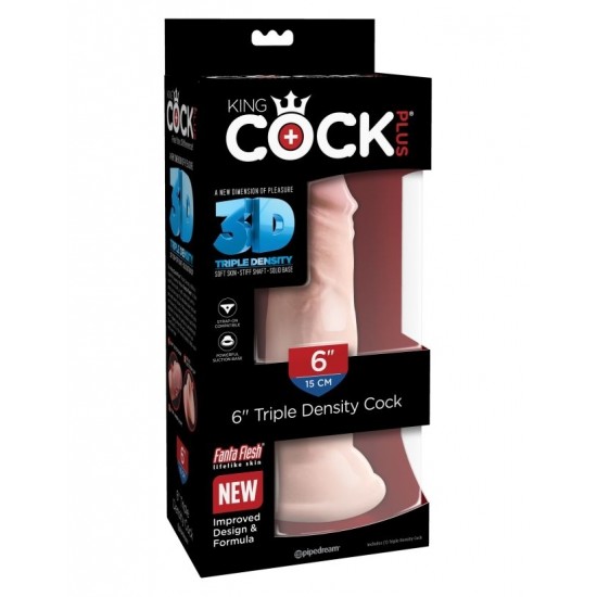 Фаллоимитатор на присоске Тройная плотность King Cock Plus 6 Triple Density Cock - Flesh